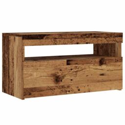 Berkfield Home TV Cabinet with LED Lights Old Wood 75x35x40 cm Engineered Wood in Brown - Size: 75 x 35 x 40 cm - thumbnail 6