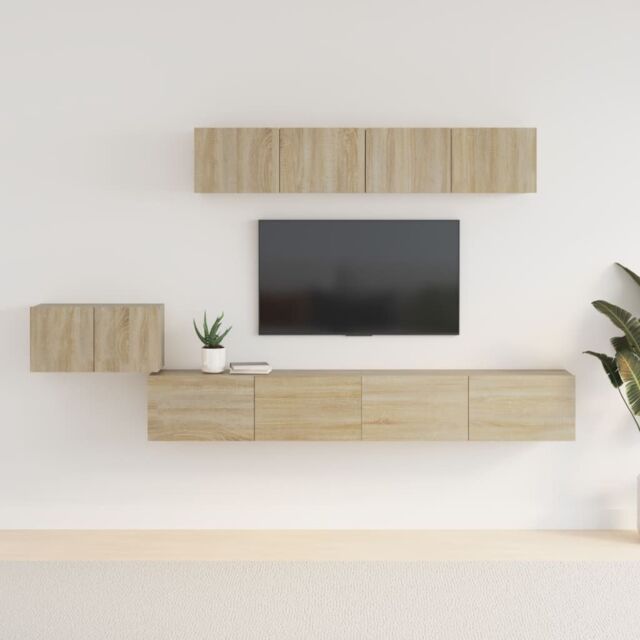 Berkfield Home 5 Piece TV Cabinet Set Sonoma Oak Engineered Wood in Brown - image 1