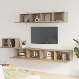 Berkfield Home 5 Piece TV Cabinet Set Sonoma Oak Engineered Wood in Brown - thumbnail 3