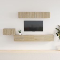 Berkfield Home 5 Piece TV Cabinet Set Sonoma Oak Engineered Wood in Brown - thumbnail 1