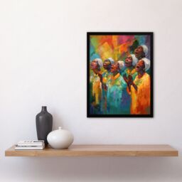 "Artery8 Christian Gospel Choir Colourful African Music Artwork Art Print Framed Poster Wall Decor 12x16 inch in Black - Size: W12"" x H16""" - thumbnail 4