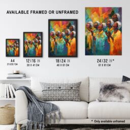 "Artery8 Christian Gospel Choir Colourful African Music Artwork Art Print Framed Poster Wall Decor 12x16 inch in Black - Size: W12"" x H16""" - thumbnail 3