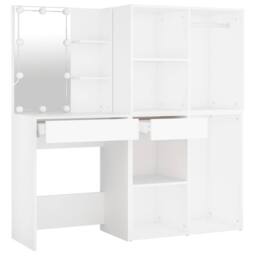 Berkfield Home LED Dressing Table with 2 Cabinets White Engineered Wood - thumbnail 6