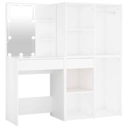 Berkfield Home LED Dressing Table with 2 Cabinets White Engineered Wood - thumbnail 3