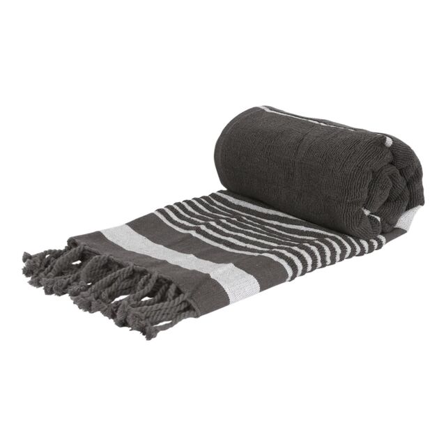 Nicola Spring 100% Cotton Bath Towel Turkish Style Hamman Blanket Bath Sheet - 160 x 90cm in Charcoal