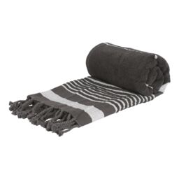 Nicola Spring 100% Cotton Bath Towel Turkish Style Hamman Blanket Bath Sheet - 160 x 90cm in Charcoal - thumbnail 1