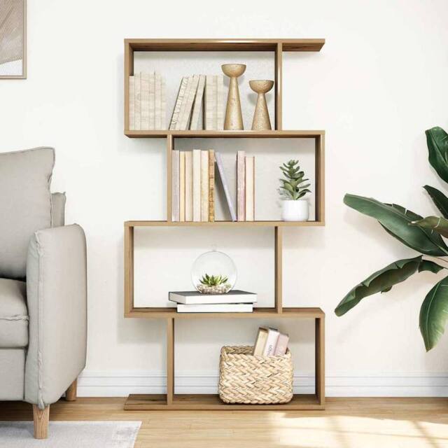Berkfield Home Room Divider Bookcase 4-Tier Artisan Oak 70x24x129 cm Engineered Wood in Brown - Size: 70 x 24 x 129 cm - image 1