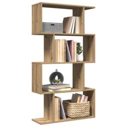 Berkfield Home Room Divider Bookcase 4-Tier Artisan Oak 70x24x129 cm Engineered Wood in Brown - Size: 70 x 24 x 129 cm - thumbnail 2
