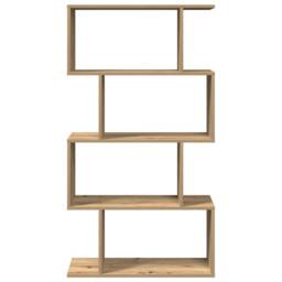 Berkfield Home Room Divider Bookcase 4-Tier Artisan Oak 70x24x129 cm Engineered Wood in Brown - Size: 70 x 24 x 129 cm - thumbnail 5