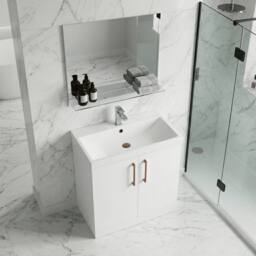 Balterley Bathroom Floor 2-Door Vanity Unit Basin, Gloss White, 800mm in White - thumbnail 4