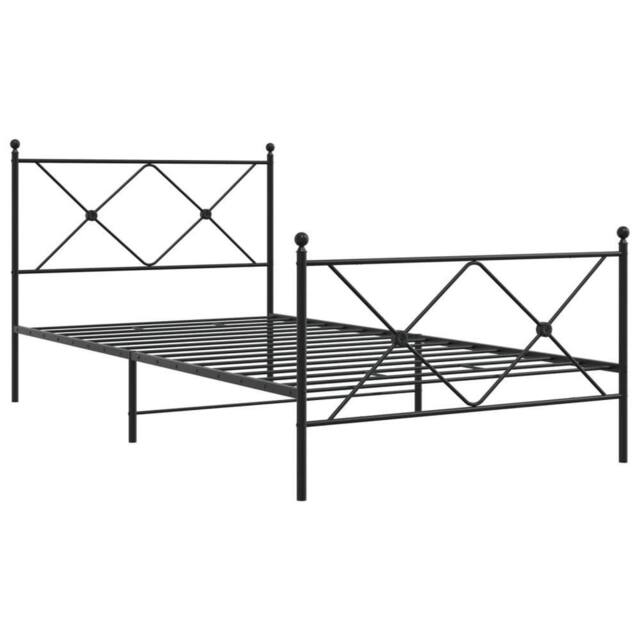 Berkfield Home Metal Bed Frame without Mattress with Footboard Black 100x190cm - Size: 100x190 cm - image 1