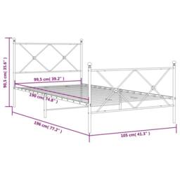 Berkfield Home Metal Bed Frame without Mattress with Footboard Black 100x190cm - Size: 100x190 cm - thumbnail 8