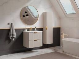 Vente-unique Fluted Bathroom Unit With Inset Basin & Tall Unit - Beige - 60 Cm - thumbnail 4