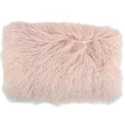 SNUGRUGS Mongolian Long Curly Wool Sheepskin Cushion with Inner - 30cm x 50cm in Pale Pink - Size: 30 cm x 50 cm - thumbnail 1