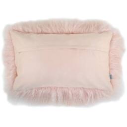 SNUGRUGS Mongolian Long Curly Wool Sheepskin Cushion with Inner - 30cm x 50cm in Pale Pink - Size: 30 cm x 50 cm - thumbnail 2