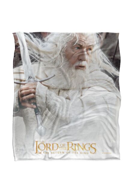 Lord of the Rings The Blanket, 152x127 cm Gandalf Poster Silky Touch Super Soft Throw Blanket in White - image 1