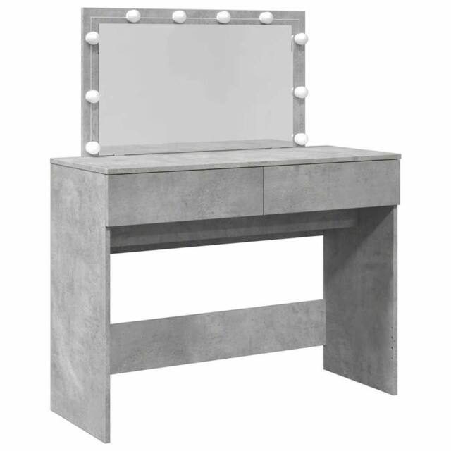 Berkfield Home Dressing Table with LED Concrete Grey 100x40x120 cm - Size: 100 x 40 x 120 cm - image 1