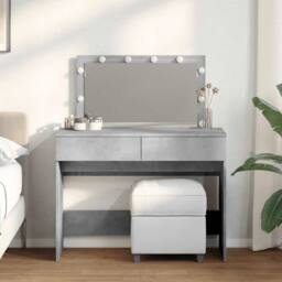 Berkfield Home Dressing Table with LED Concrete Grey 100x40x120 cm - Size: 100 x 40 x 120 cm - thumbnail 2