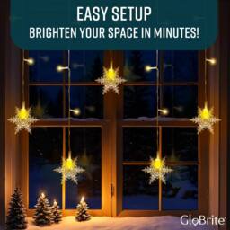 Globrite 104 LED Curtain Fairy Lights with 8 Modes - Snowflakes - Warm White - thumbnail 7