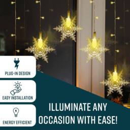 Globrite 104 LED Curtain Fairy Lights with 8 Modes - Snowflakes - Warm White - thumbnail 2