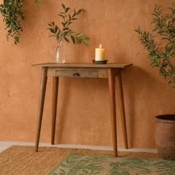 Wyld Haus Grasse Mini Mango Wood Scandi Writing Desk with Drawer in Brown - thumbnail 1