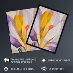"Artery8 Crocus Flower Abstract Watercolour Lilac Orange Wall Art Print in Purple - Size: W24"" x H32""" - thumbnail 2