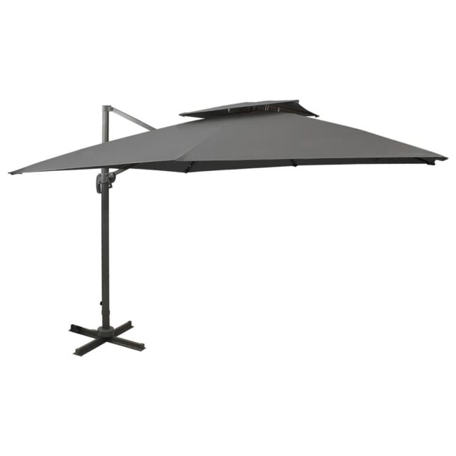 Berkfield Home Cantilever Umbrella with Double Top 300x300 cm Anthracite in Black - image 1