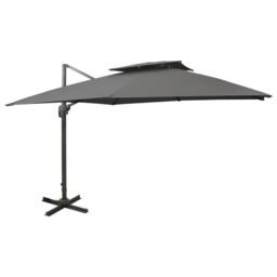 Berkfield Home Cantilever Umbrella with Double Top 300x300 cm Anthracite in Black