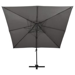 Berkfield Home Cantilever Umbrella with Double Top 300x300 cm Anthracite in Black - thumbnail 2