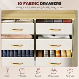 HOMCOM Fabric Chest of Drawers, 8 Drawer Dresser for Bedroom in Beige - Size: Small - thumbnail 4