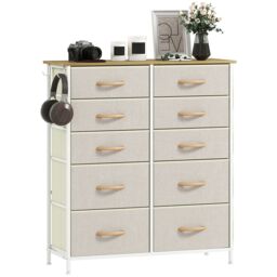 HOMCOM Fabric Chest of Drawers, 8 Drawer Dresser for Bedroom in Beige - Size: Small - thumbnail 2