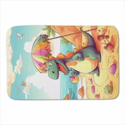 Warren Reed - Designer Dragon On A Beach Holiday Sherpa Blanket in Yellow - Size: Large - thumbnail 1