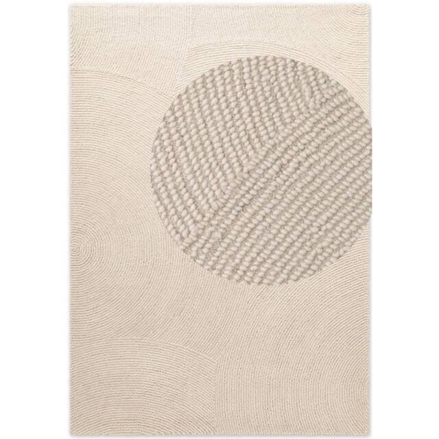THE RUGS Eleni Wool Rug Hand Tufted Wool Geometric Area Rug Scandinavian Style in Cream - Size: 120 cm x 180 cm - image 1