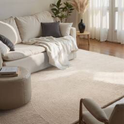 THE RUGS Eleni Wool Rug Hand Tufted Wool Geometric Area Rug Scandinavian Style in Cream - Size: 120 cm x 180 cm - thumbnail 6