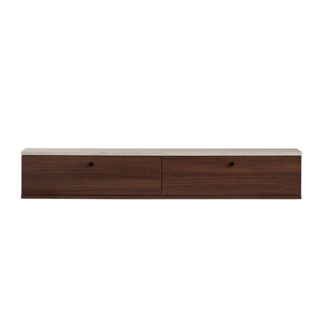 CALICOSY Wall-Mounted TV Unit With 2 Drop-Down Doors, 160 Cm Wide - ROY in Walnut - image 1