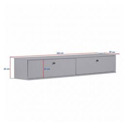 CALICOSY Wall-Mounted TV Unit With 2 Drop-Down Doors, 160 Cm Wide - ROY in Walnut - thumbnail 6