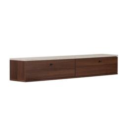 CALICOSY Wall-Mounted TV Unit With 2 Drop-Down Doors, 160 Cm Wide - ROY in Walnut - thumbnail 5