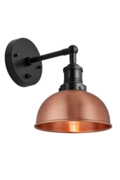 Industville Brooklyn Dome Wall Light, 8 Inch, Copper, Black Holder in Copper - thumbnail 3