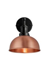 Industville Brooklyn Dome Wall Light, 8 Inch, Copper, Black Holder in Copper - thumbnail 1