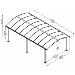 Palram Arcadia Carport 6400 - Polycarbonate - L649 x W359 x H242 cm - Grey - thumbnail 7