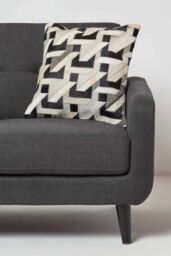 Homescapes Geometric Block Leather Cushion 45 x 45 cm in Brown - Size: 45 cm x 45 cm - thumbnail 2