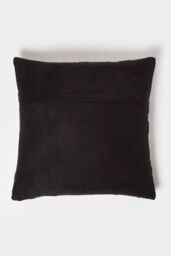 Homescapes Geometric Block Leather Cushion 45 x 45 cm in Brown - Size: 45 cm x 45 cm - thumbnail 3
