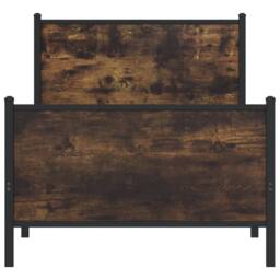 Berkfield Home Metal Bed Frame without Mattress Smoked Oak 75x190 cm Small Single in Brown - thumbnail 5