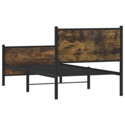 Berkfield Home Metal Bed Frame without Mattress Smoked Oak 75x190 cm Small Single in Brown - thumbnail 7