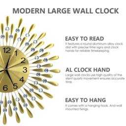Havendro 38cm Diamante Beaded Crystals Quartz Wall Clock in Gold - thumbnail 3