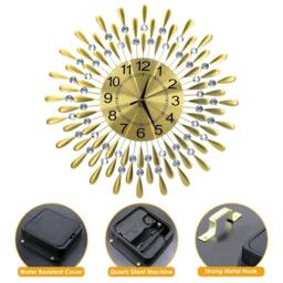 Havendro 60cm Diamante Beaded Crystals Quartz Wall Clock in Gold - thumbnail 5