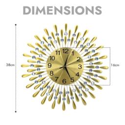Havendro 38cm Diamante Beaded Crystals Quartz Wall Clock in Gold - thumbnail 2