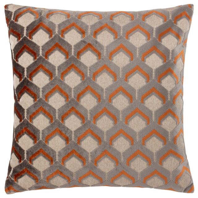 Paoletti Ledbury Geometric Velvet Cushion in Pale Orange - Size: 45 cm x 45 cm - image 1