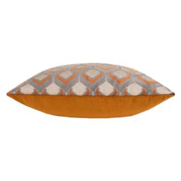 Paoletti Ledbury Geometric Velvet Cushion in Pale Orange - Size: 45 cm x 45 cm - thumbnail 3