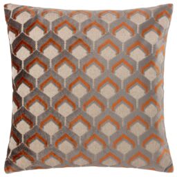 Paoletti Ledbury Geometric Velvet Cushion in Pale Orange - Size: 45 cm x 45 cm